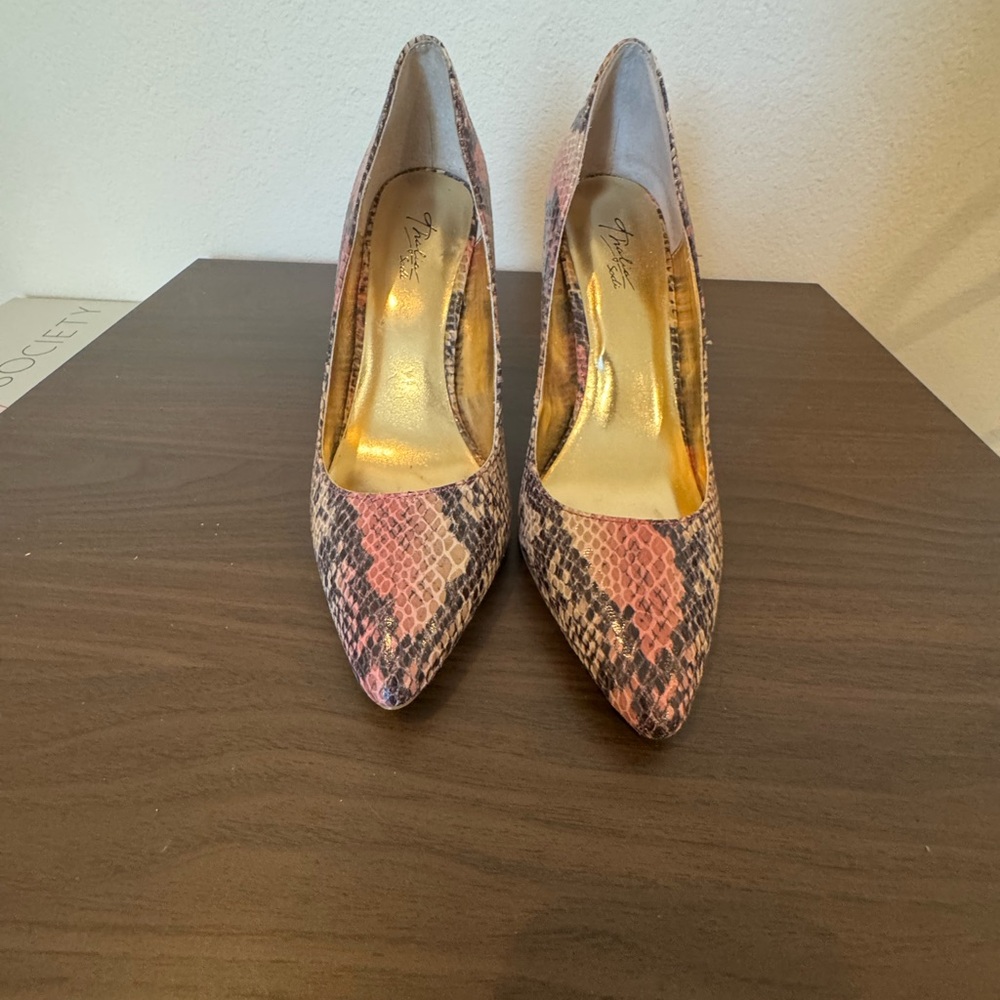 Pink and Black Stiletto Heels